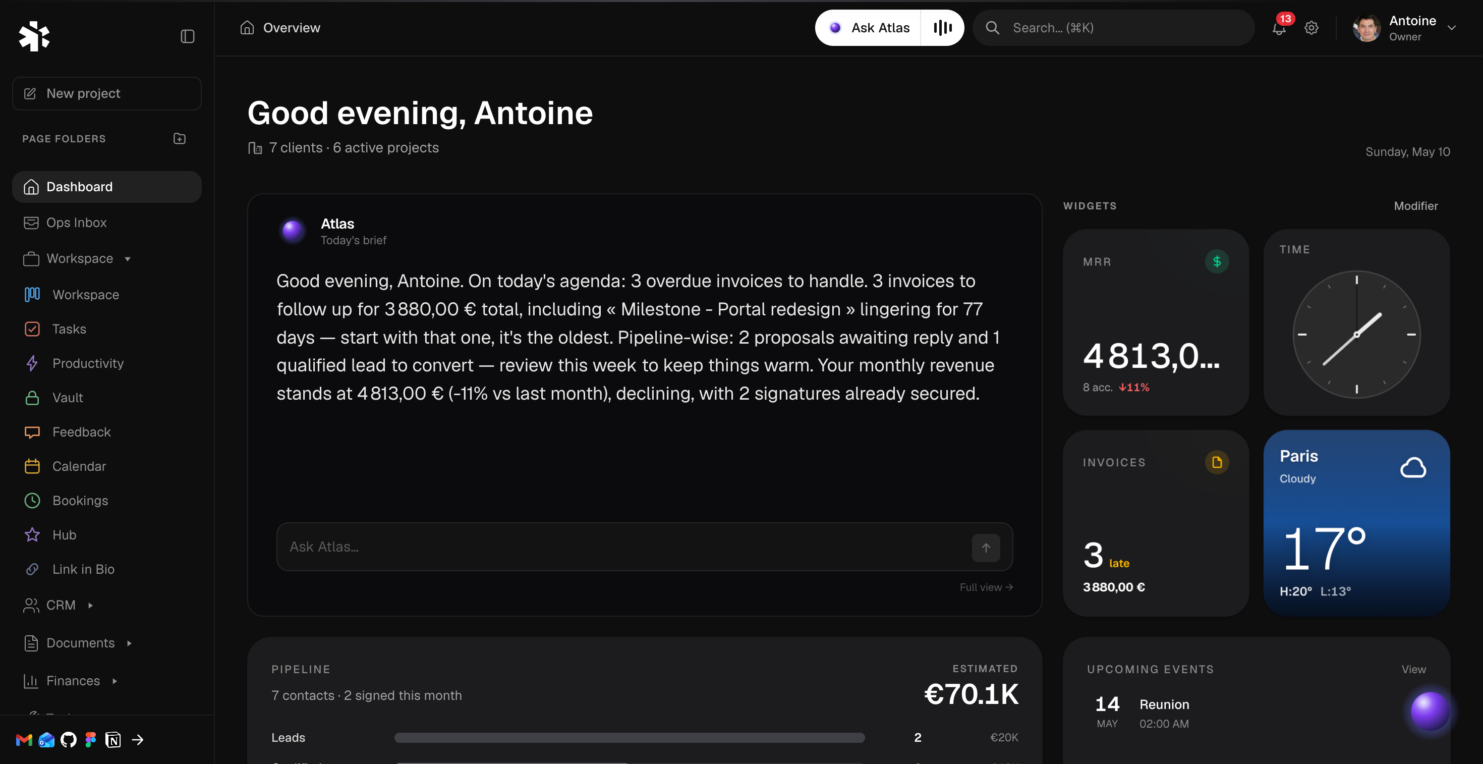 Nexte dashboard preview in English
